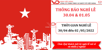 Hino Việt Đăng thông báo nghỉ lễ 30.04 và 01.05